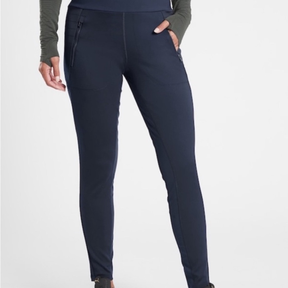 NWT Athleta peak hybrid fleece tight Large Navy
